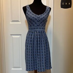 Maeve Anthropologie Blue Patterned Sleeveless Dress 2